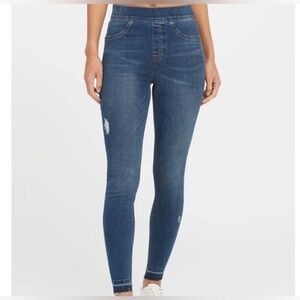 Spanx High Waist Distressed Skinny Jeans with Release Hem EUC